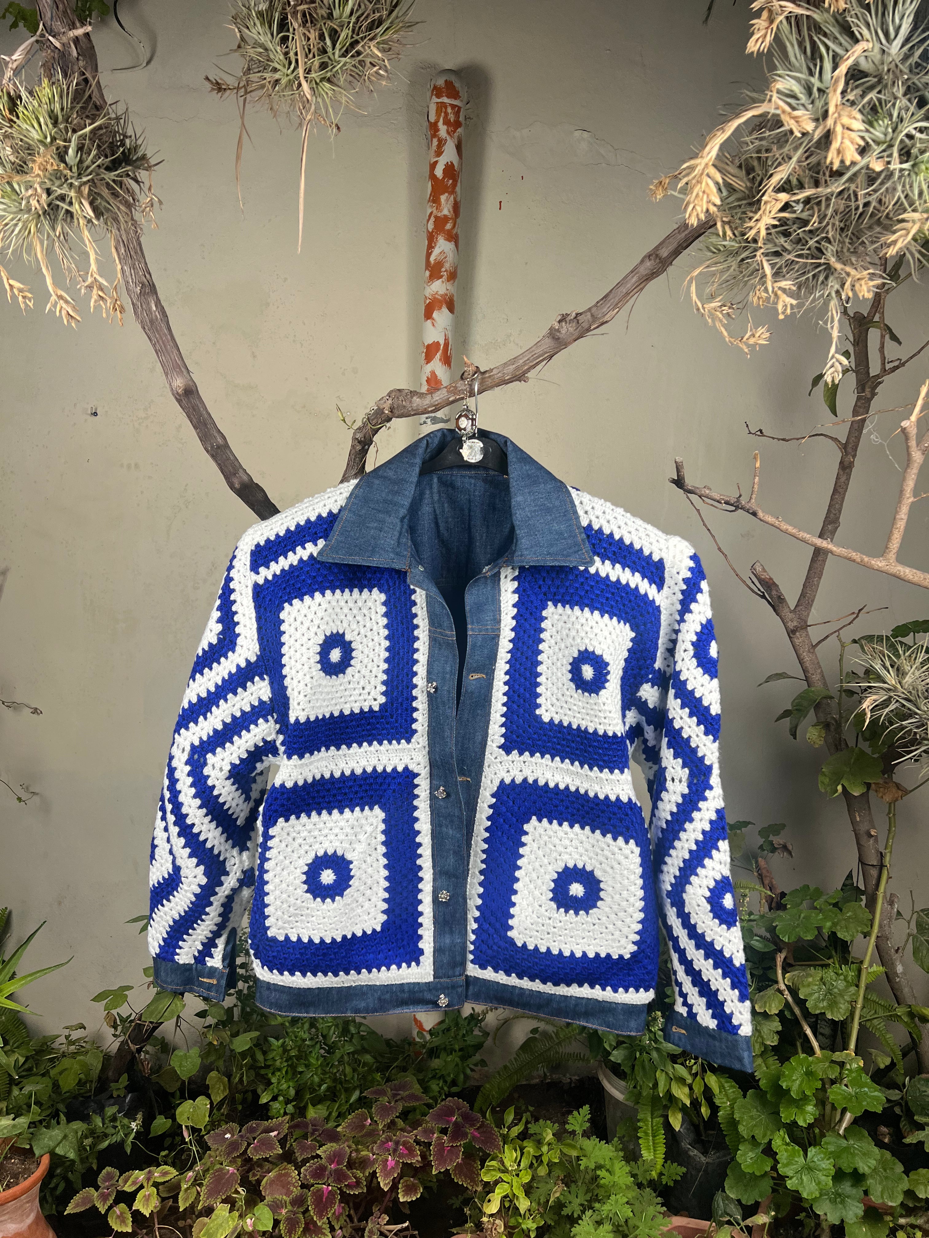 Chefchaouen Blue Handmade Crochet Jacket | GLORY RM